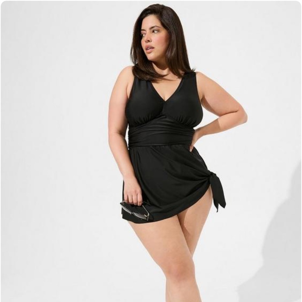Torrid Wireless Short Asymmetrical Swim Dress With Brief